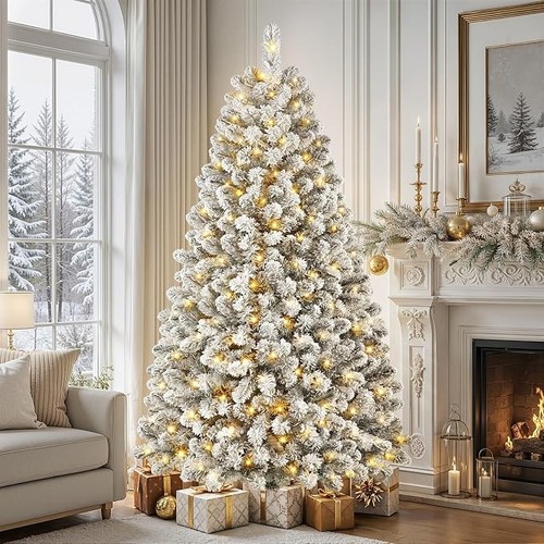 7ft snow flocked christmas - flocked,