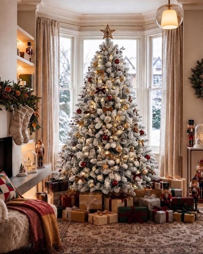 7ft christmas tree snowy - christmas,