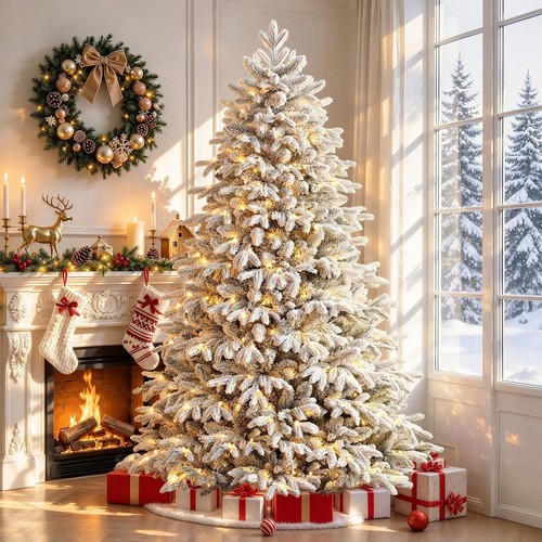 7ft snow flocked pre lit - 7ft,