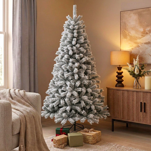 Flocked fir christmas - tree, 7ft