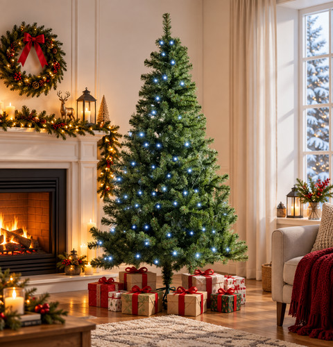 7ft luxury pre lit christmas - pre-lit,